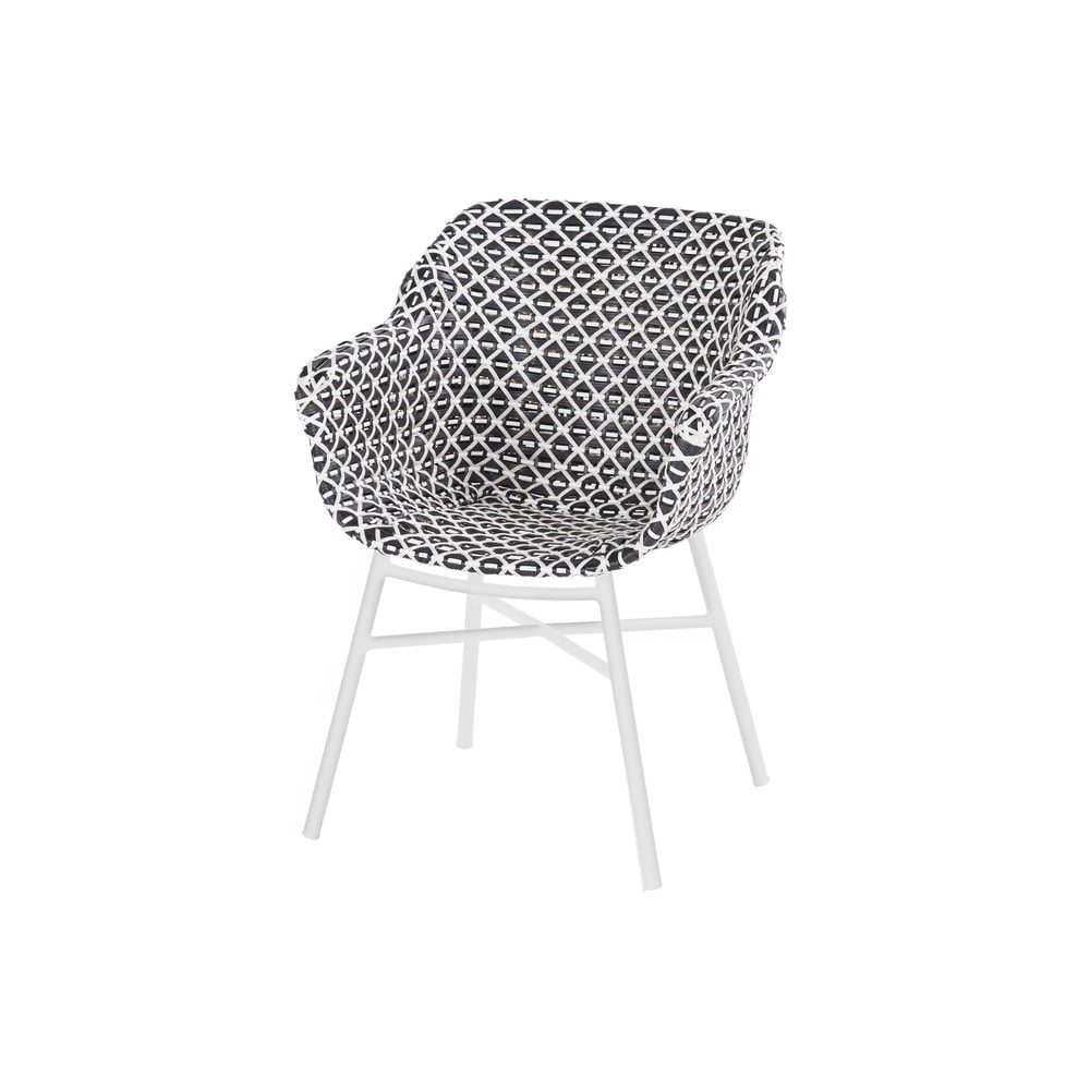 Sedia da esterno bianca e nera in rattan artificiale Delphine – Hartman | Sedie da giardino
