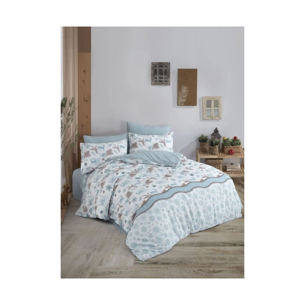 Biancheria da letto blu per letto matrimoniale/per letto prolungato con lenzuolo incluso/4 pz 200x220 cm – Mila Home | Biancheria da letto