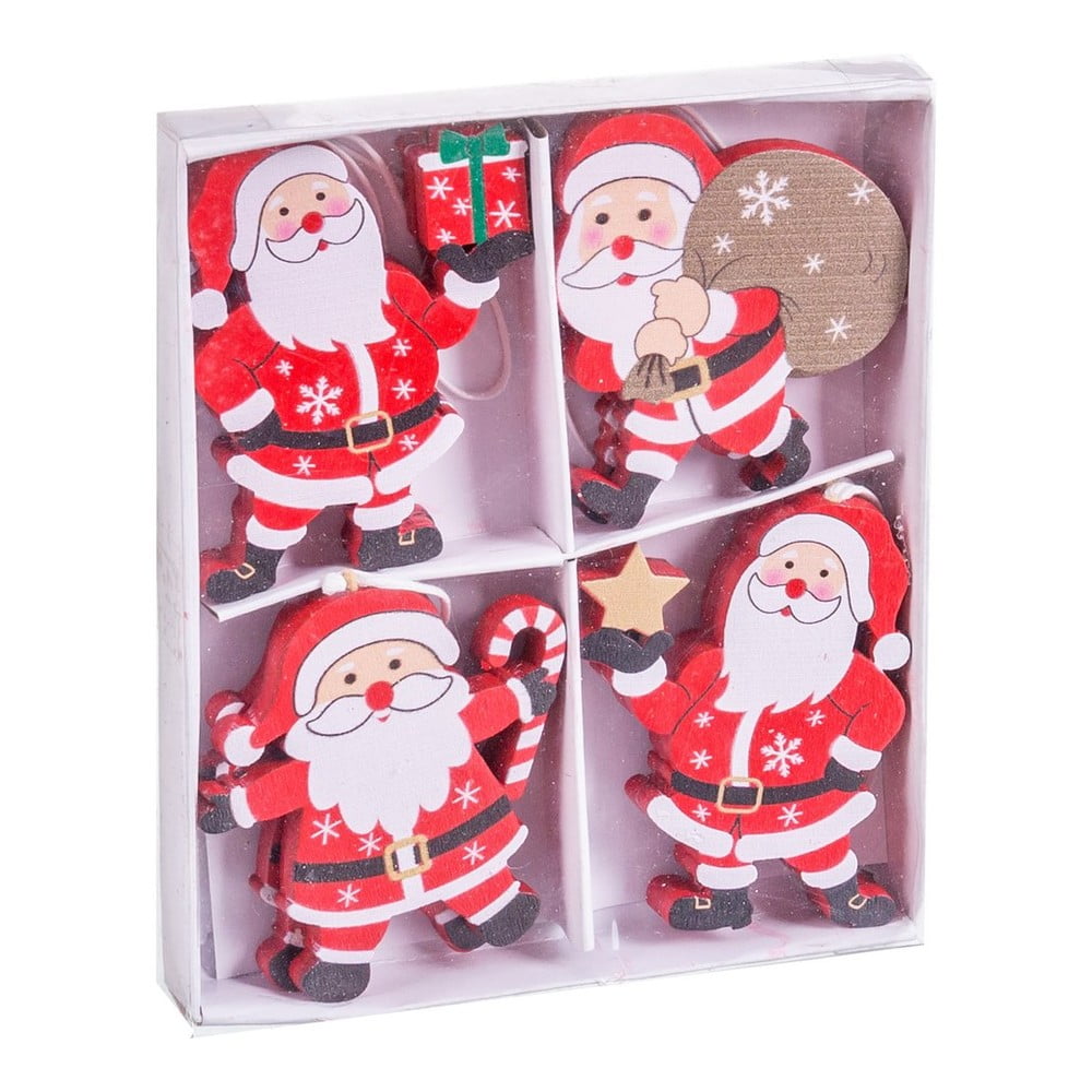 Set di decorazioni per albero di natale in legno 8 pz Santa Claus – Casa Selección | Decorazioni per l'albero di natale