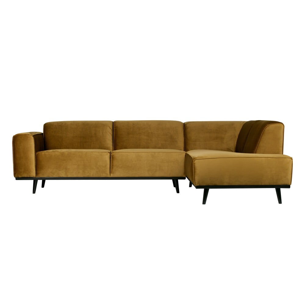 Divano angolare in velluto giallo miele, angolo destro Statement - BePureHome | Divani ad angolo