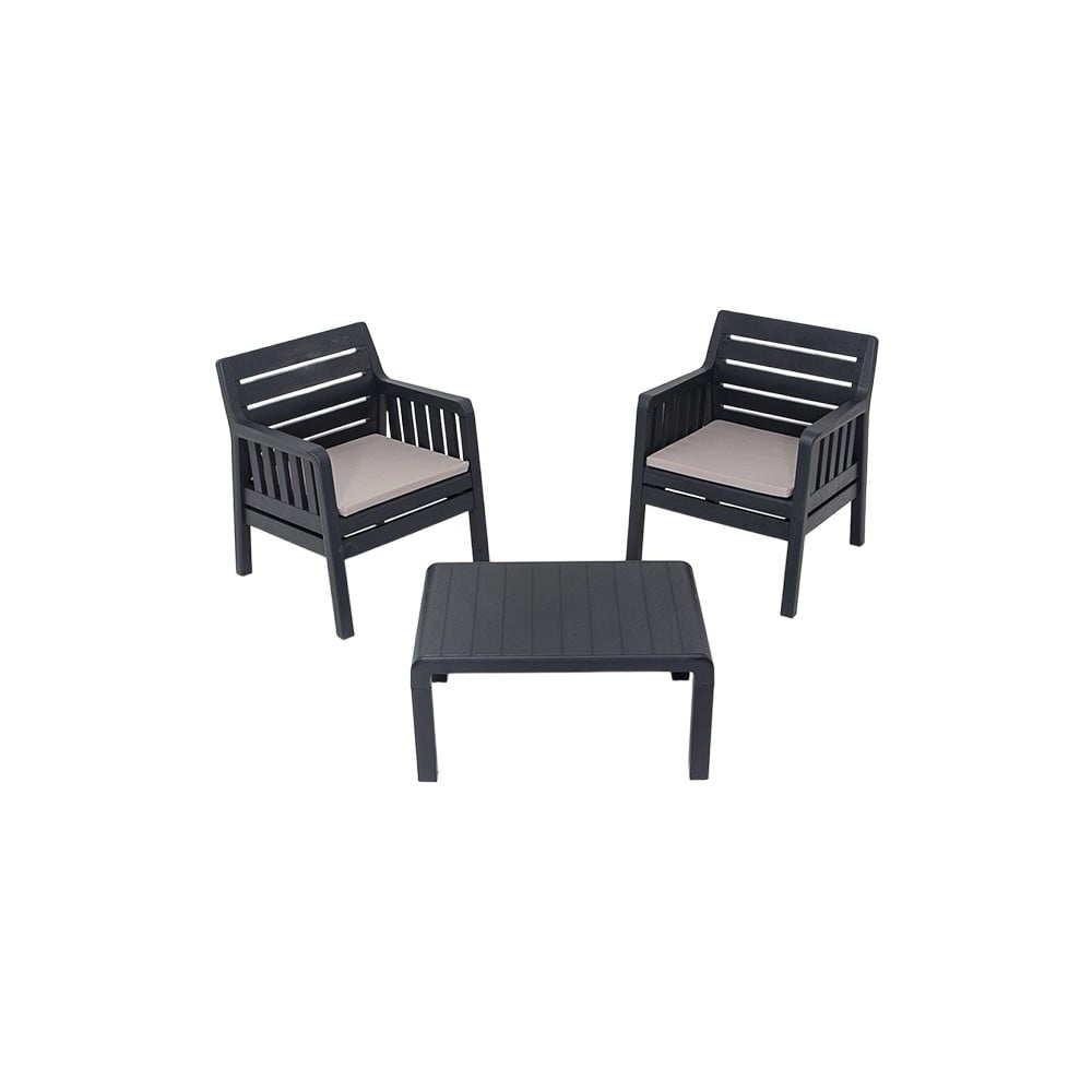 Set da giardino antracite per 2 persone Lara - Floriane Garden | Set di mobili da giardino
