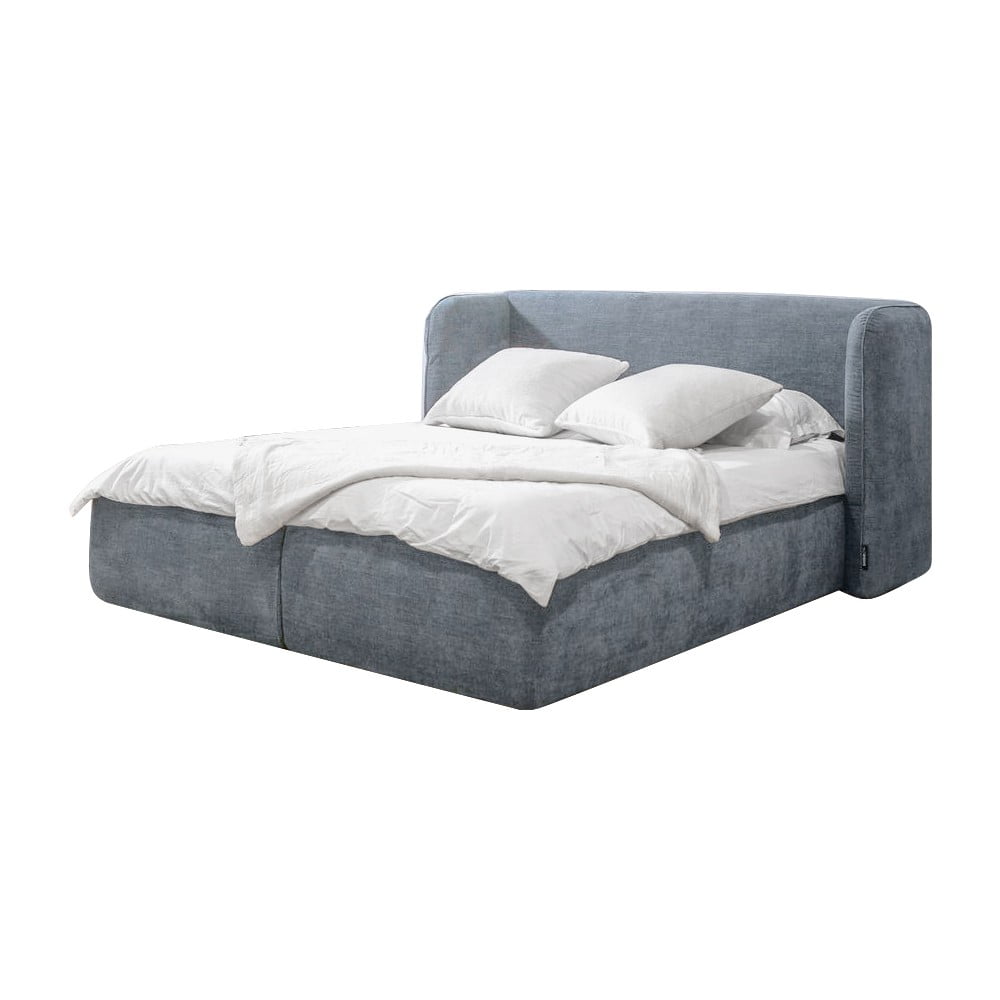 Letto matrimoniale imbottito grigio chiaro con contenitore con griglia 180x200 cm Louise - Bobochic Paris | Letti matrimoniali