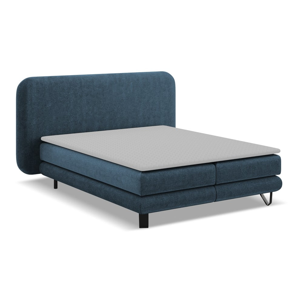 Letto boxspring blu 180x200 cm Ilima - Makamii | Letti boxspring