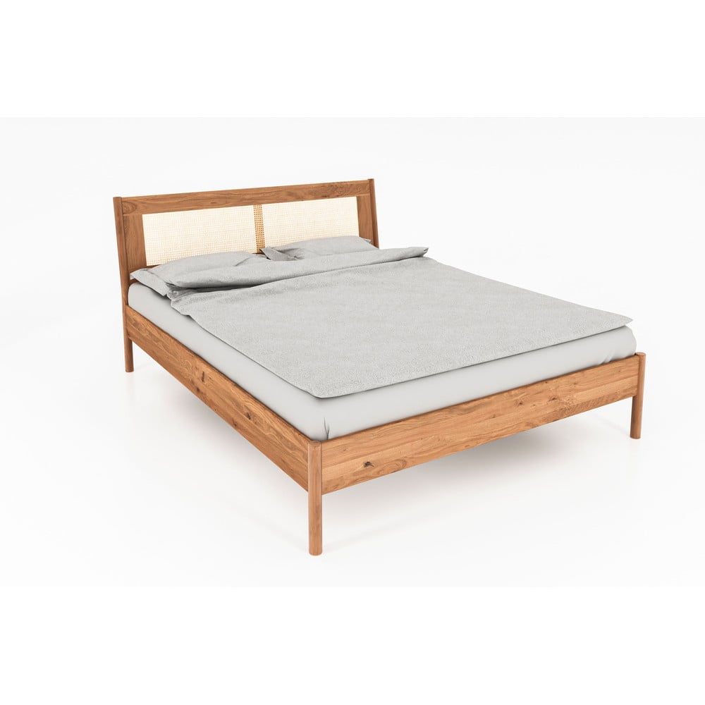 Letto matrimoniale in rovere con testiera in rattan 140x200 cm Pola - The Beds | Letti matrimoniali