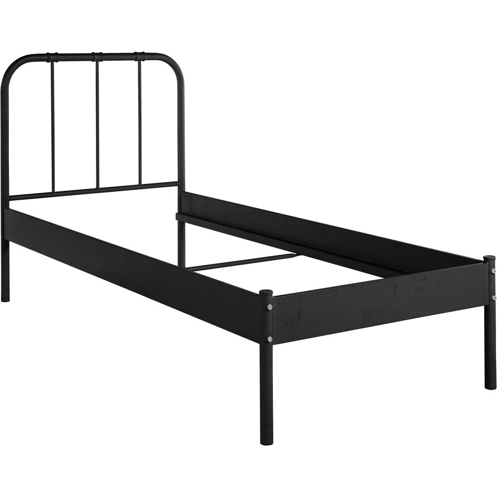 Letto singolo nero in metallo rete non inclusa 90x200 cm Aaron – Støraa | Letti singoli