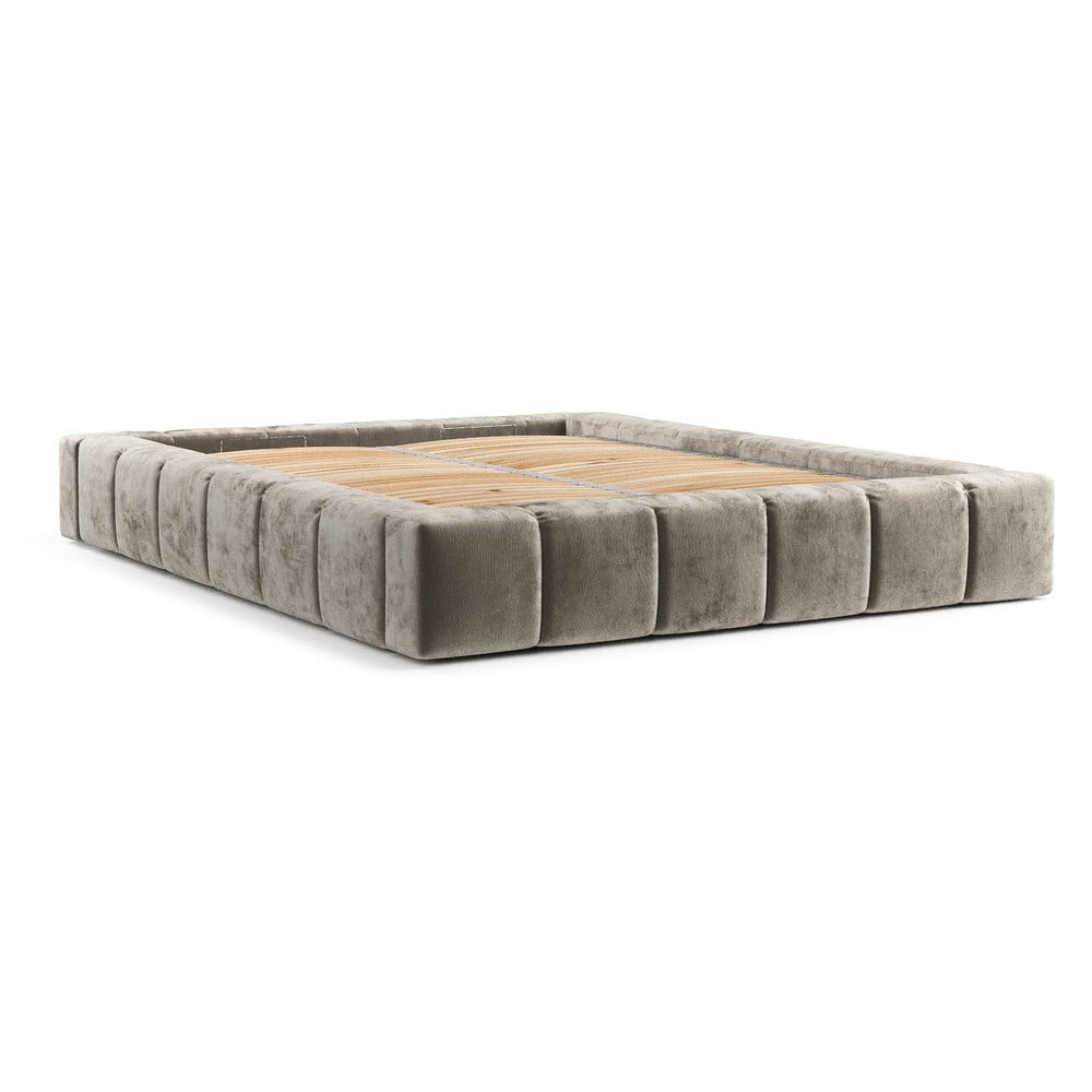 Letto matrimoniale imbottito beige con spazio contenitivo e rete 180x200 cm Aruba L - Maison de Rêve | Letti matrimoniali