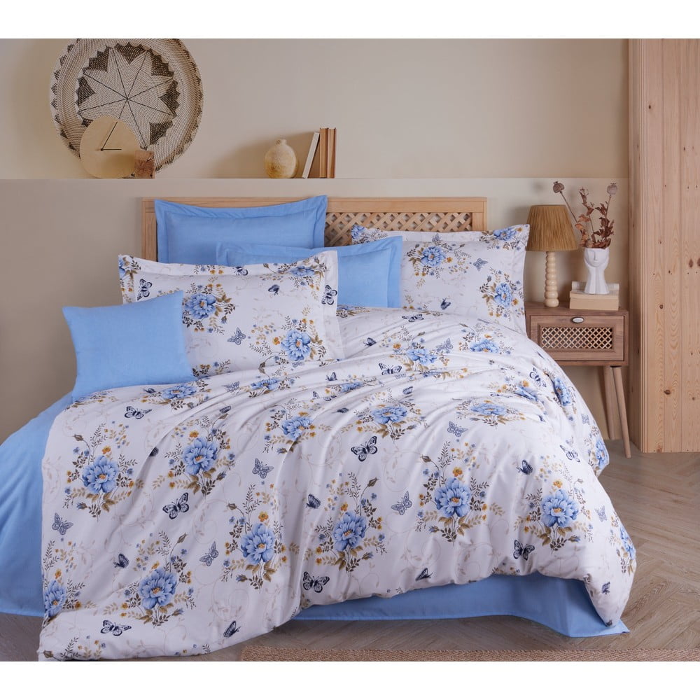 Set copripiumino e federa bianco in cotone renforcé per letto matrimoniale 200x200 cm Aylin – Mijolnir | Biancheria da letto