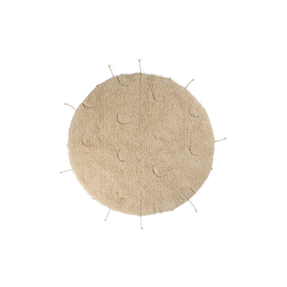 Tappeto rotondo in cotone lavabile a mano color crema ø 100 cm Moon Multishape - Lorena Canals | Tappeti