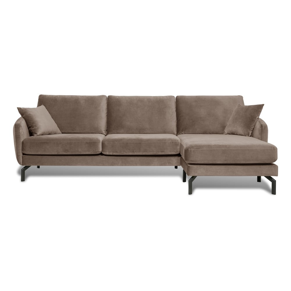 Divano angolare in velluto marrone-beige (angolo destro) Magic - Scandic | Divani ad angolo