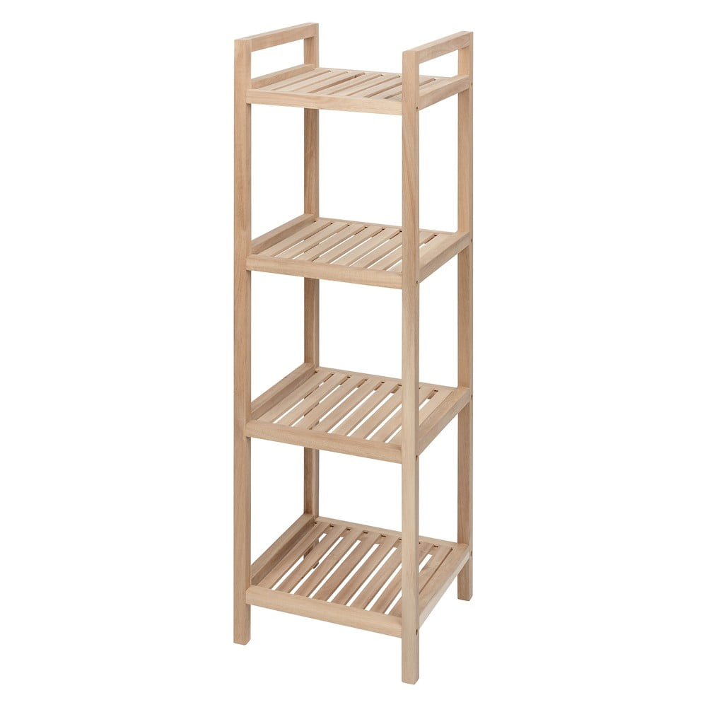 Scaffale da bagno in legno di acacia con quattro ripiani su ruote 35x110 cm Acina - Wenko | Scaffali per il bagno