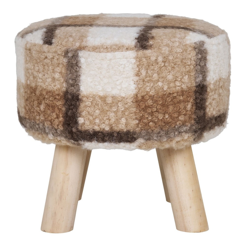 Pouf in bouclé bianco e marrone Aberdeen - House Nordic | Poggiapiedi
