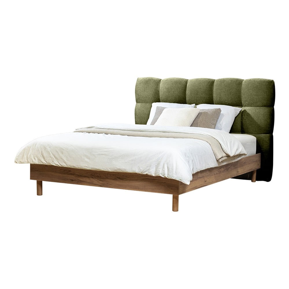 Letto matrimoniale imbottito verde rete inclusa 180x200 cm Kumo - Bobochic Paris | Letti matrimoniali