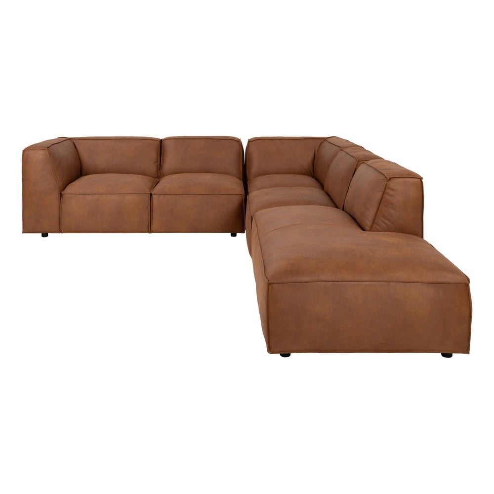 Divano angolare in similpelle marrone cognac (angolo destro) Fairfield Kentucky - Bonami Selection | Set di divani componibili pronti per l'uso