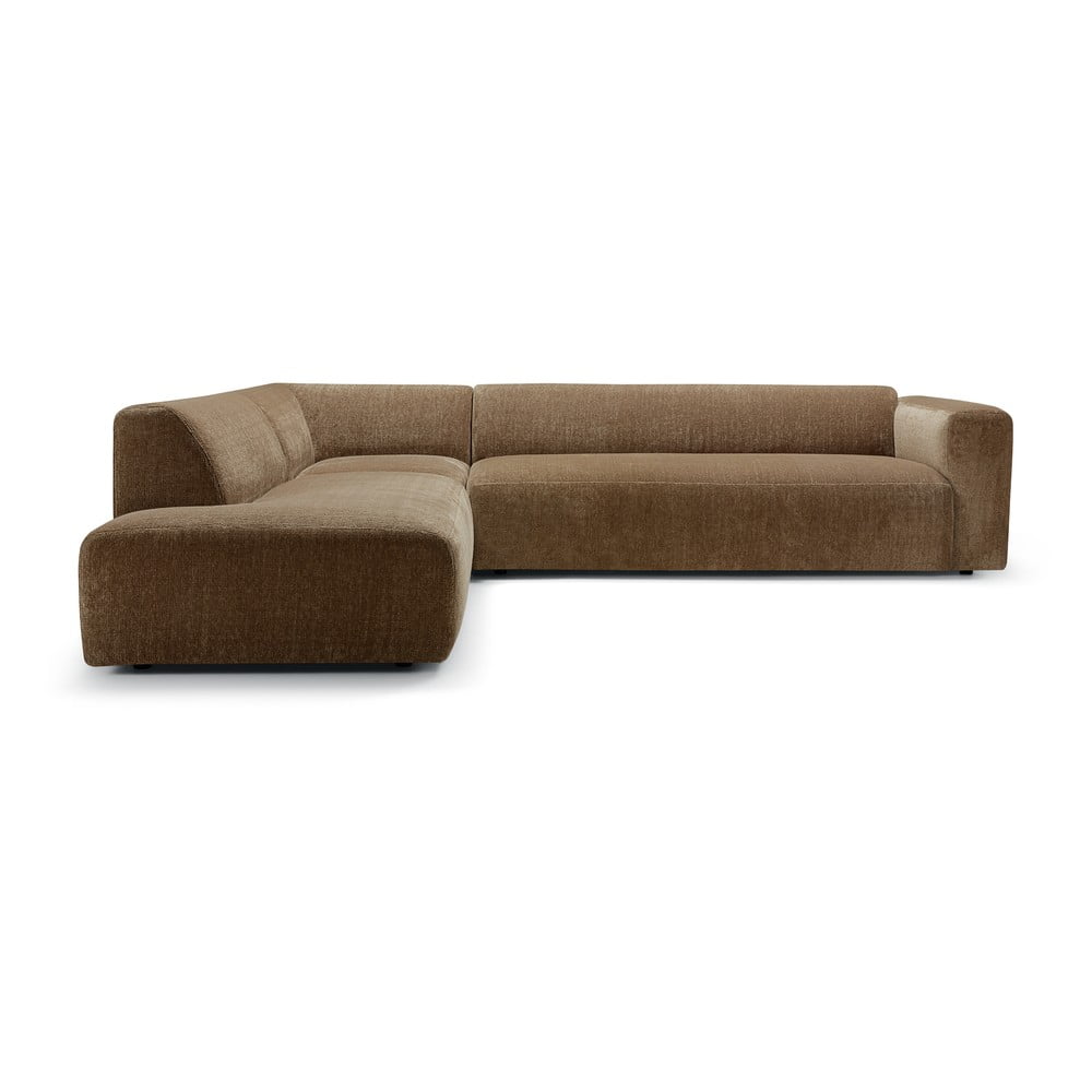 Divano angolare marrone (con penisola a sinistra) con rivestimento in velluto Annie – Sits | Divani ad angolo