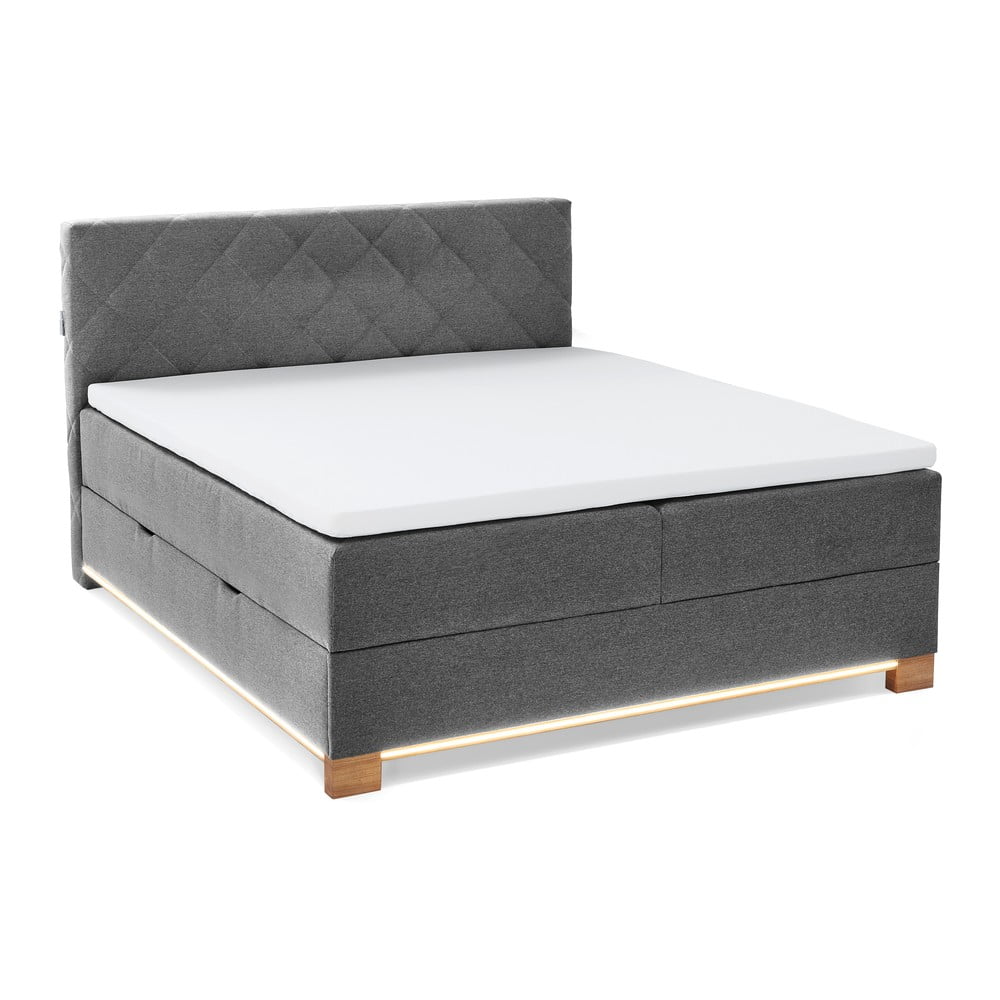 Letto boxspring grigio con contenitore 160x200 cm Messina - Meise Möbel | Letti boxspring