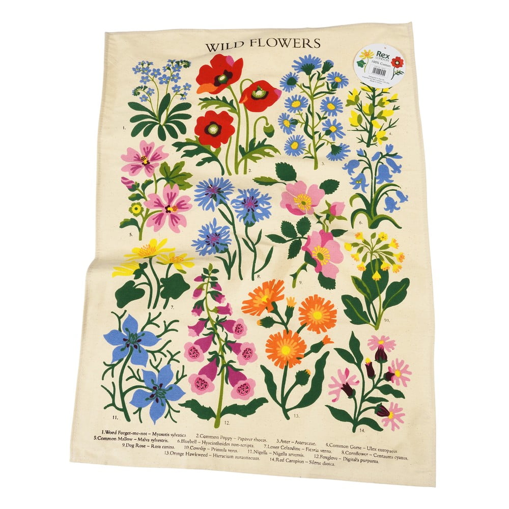 Strofinaccio in cotone beige, 50 x 70 cm Wild Flowers - Rex London | Asciugamani da cucina