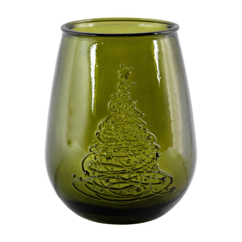 Vaso in vetro verde con motivo natalizio, altezza 13 cm Arbol de Navidad - Ego Dekor | Vasi