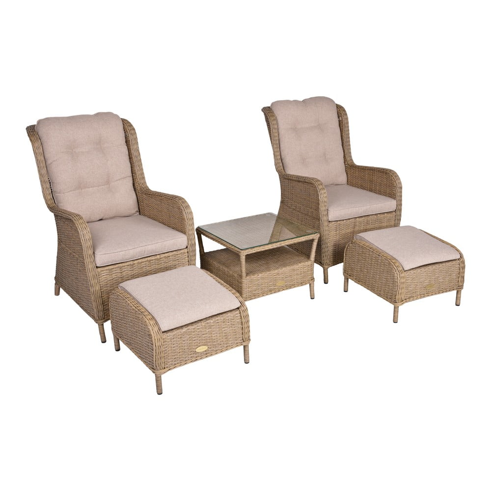 Set da giardino in rattan artificiale marrone chiaro 2 posti Valencia - Garden Pleasure | Set di mobili da giardino
