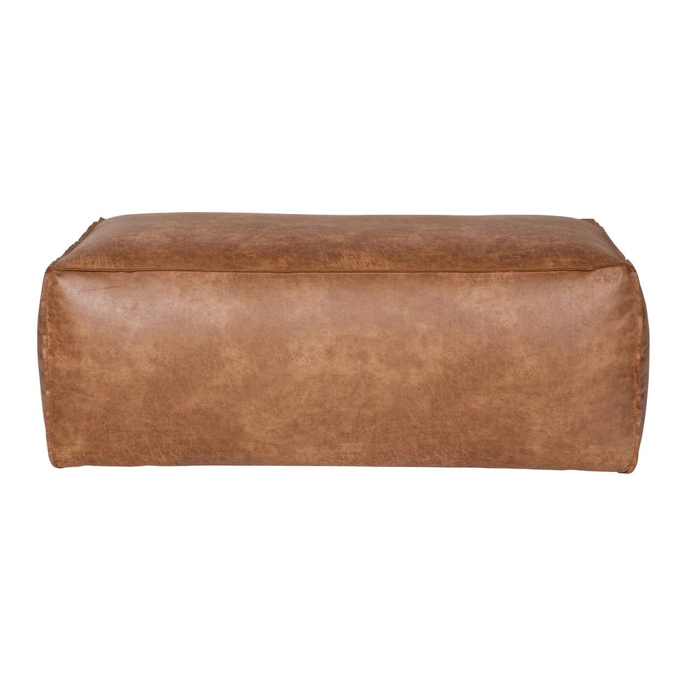Pouf marrone con rivestimento in pelle riciclata Rodeo - BePureHome | Sgabelli e pouf