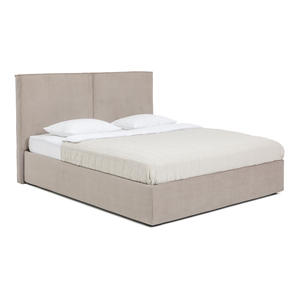 Letto matrimoniale imbottito tortora con contenitore con materasso/griglia 180x200 cm Thessa Bold - Bonami Selection | Letti matrimoniali