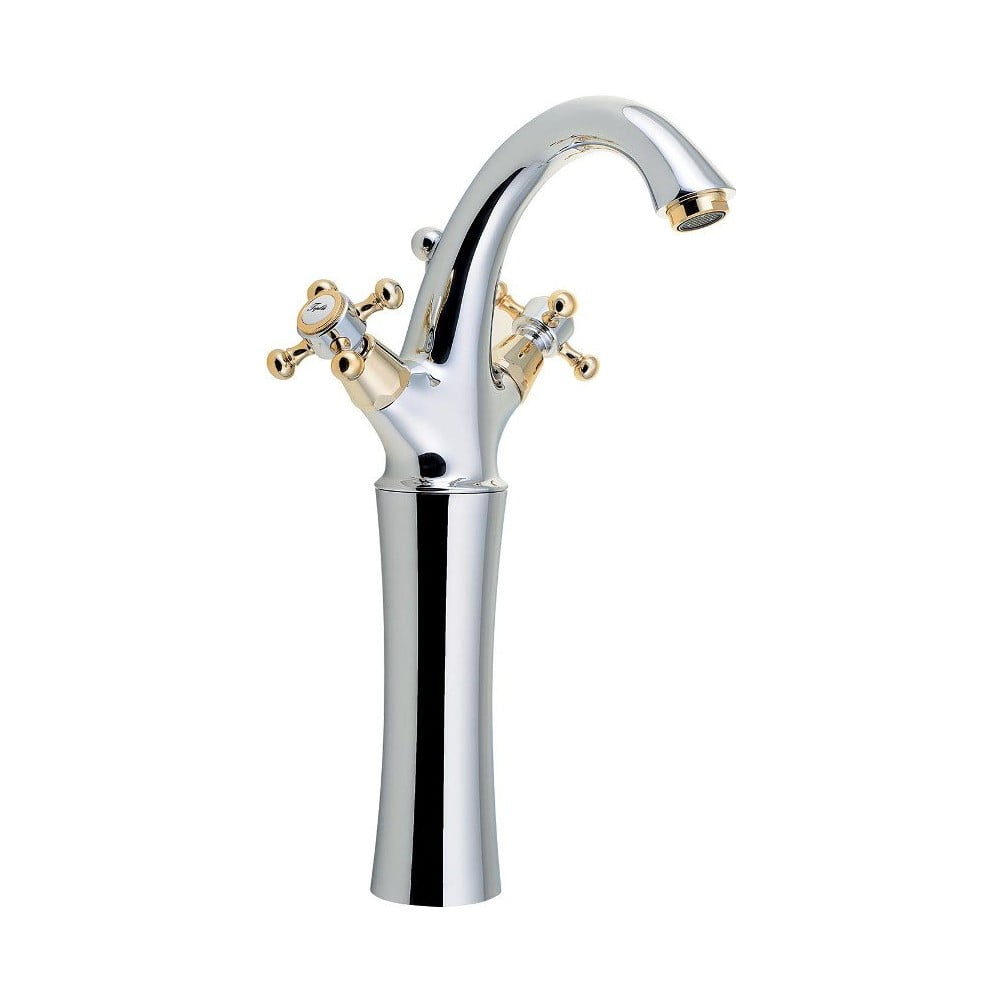 Rubinetto per lavandino in argento lucido/dorato verticale Antea – Sapho | Rubinetteria