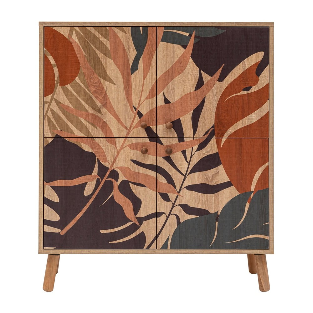 Mobiletto in rovere decorato in colore naturale 95x111 cm Multilux - Kalune Design | Credenze