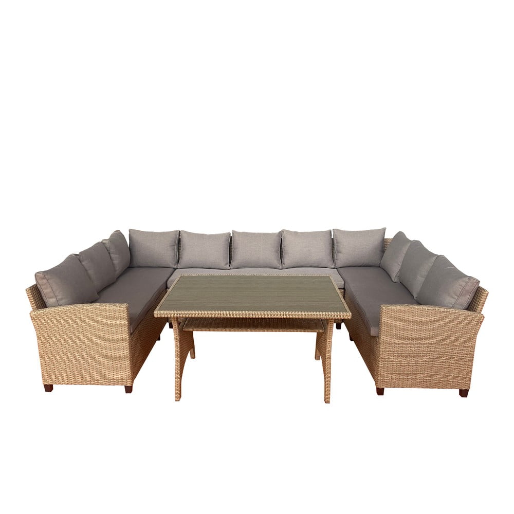 Set di mobili da giardino beige in rattan artificiale per 9 persone Ventura – Unique Furniture | Set di mobili da giardino