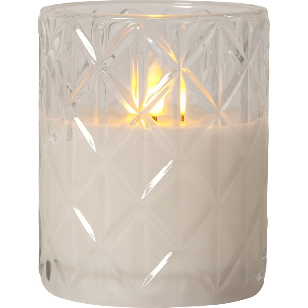 Candela di cera a LED bianca in vetro, altezza 12,5 cm Flamme Romb - Star Trading | Candele a LED