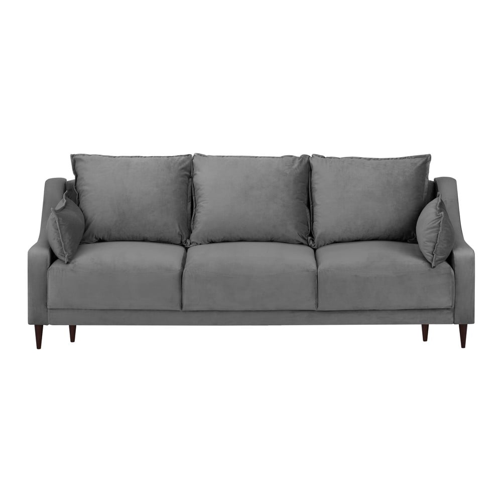 Divano letto in velluto grigio con contenitore, 215 cm Freesia - Mazzini Sofas | Divani