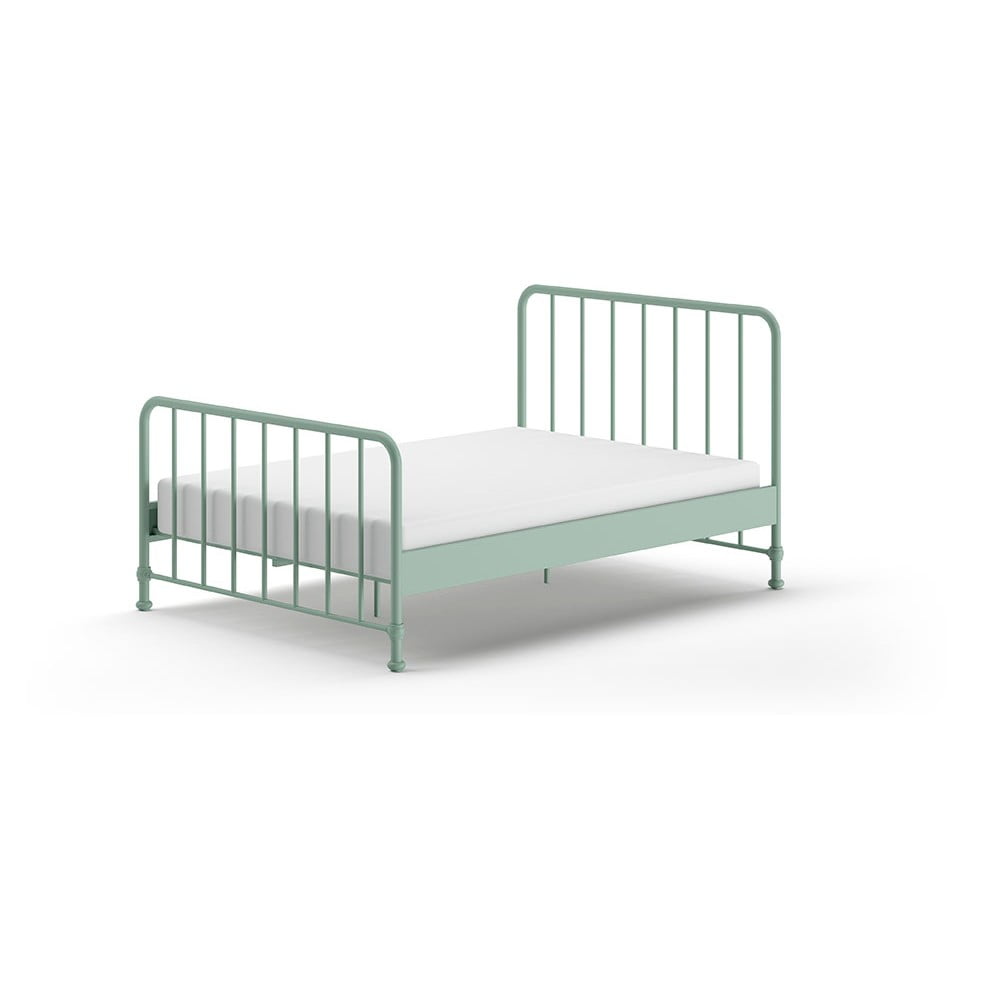 Letto singolo in metallo verde con griglia 140x200 cm BRONXX - Vipack | Letti per bambini