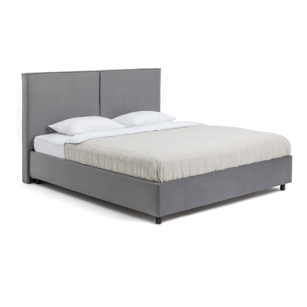 Letto matrimoniale imbottito grigio con contenitore con materasso/griglia 160x200 cm Myra Bold - Bonami Selection | Letti matrimoniali