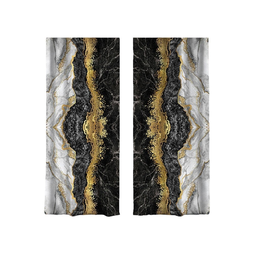 Tende in nero e oro in set di 2 140x260 cm - Mila Home | Tende