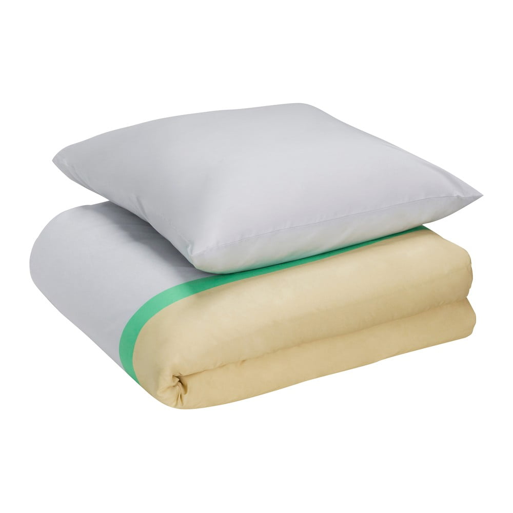 Biancheria per letto singolo/esteso in cotone beige-lavanda 140x220 cm Block - Hübsch | Biancheria da letto