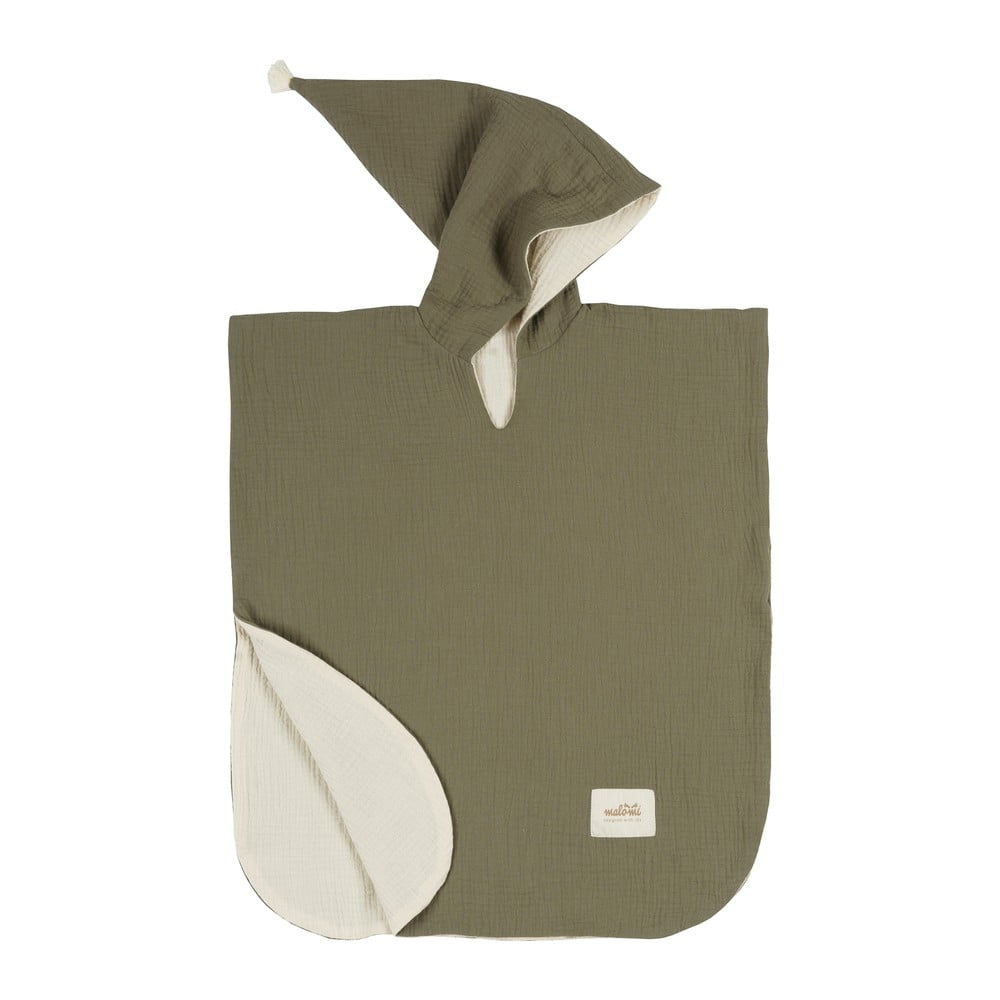 Poncho per neonati in mussola color cachi taglia S - Malomi Kids | Accappatoi per bambini