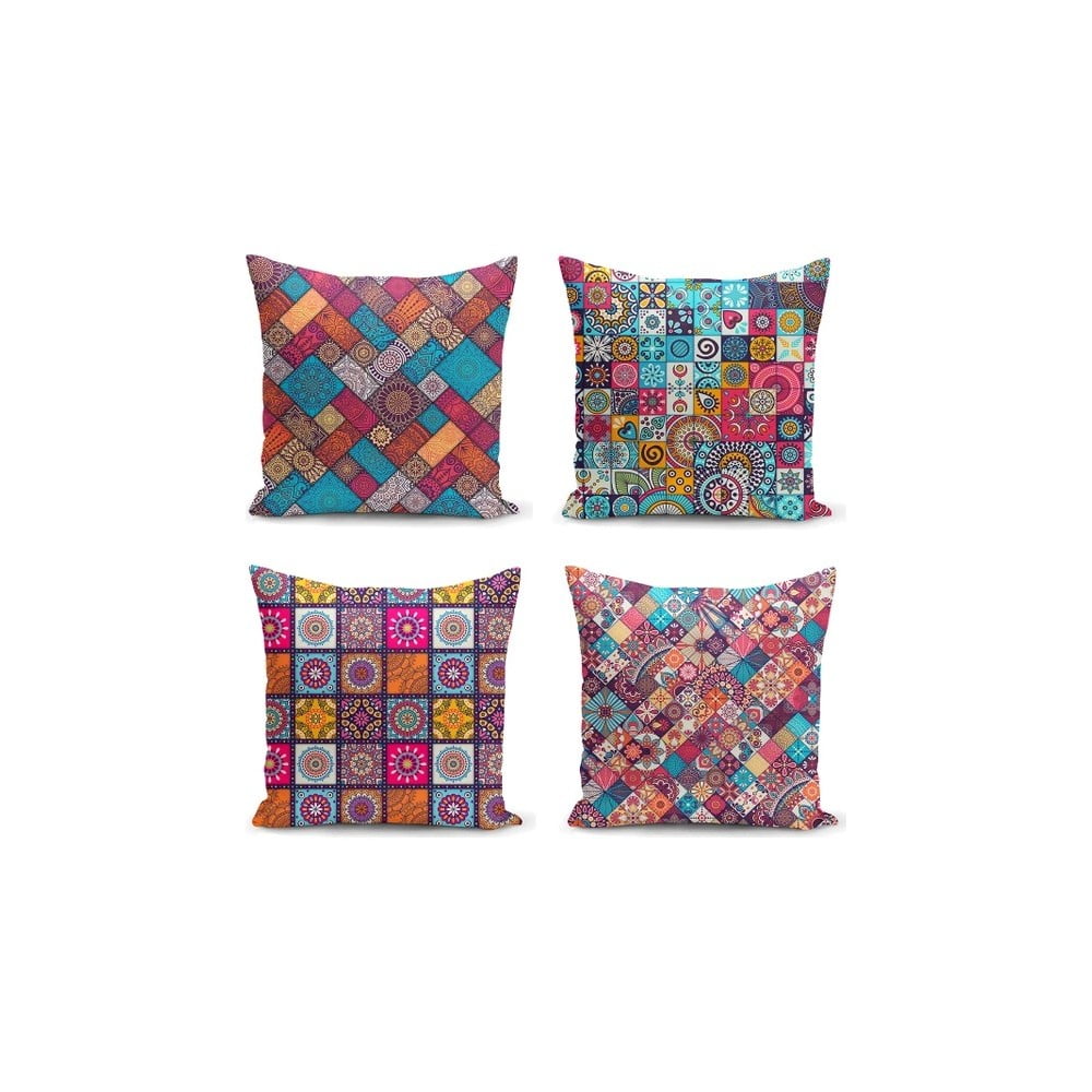 Federe decorative in set 4 pz 45x45 cm Mandala Tiles – Minimalist Cushion Covers | Federe