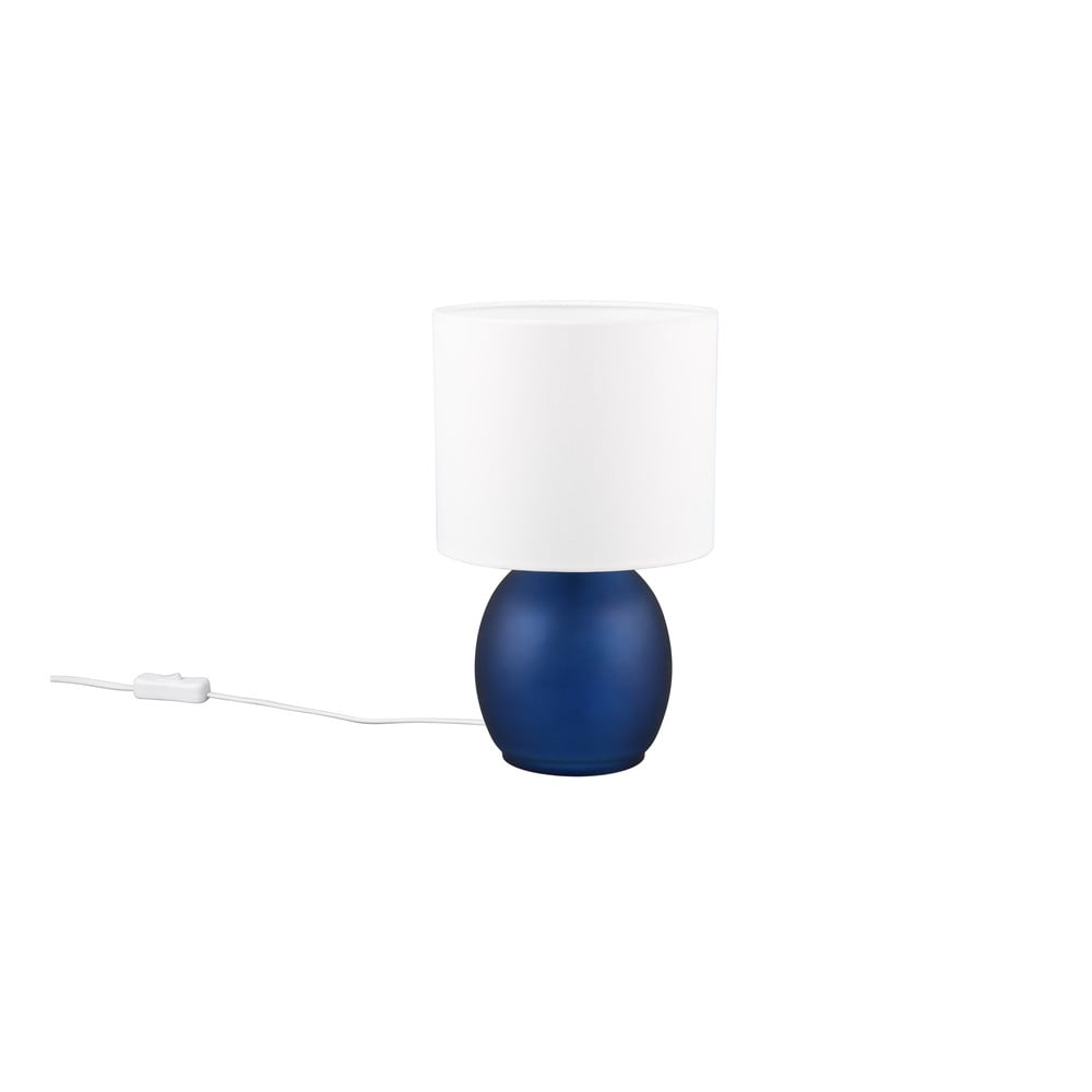 Lampada da tavolo bianca e blu con paralume in tessuto (altezza 29 cm) Vela - Trio | Abat-jour e lampade da tavolo
