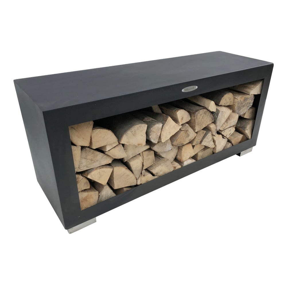 Zoccolo in acciaio nero, larghezza 119 cm - Remundi | Accessori per camini da giardino
