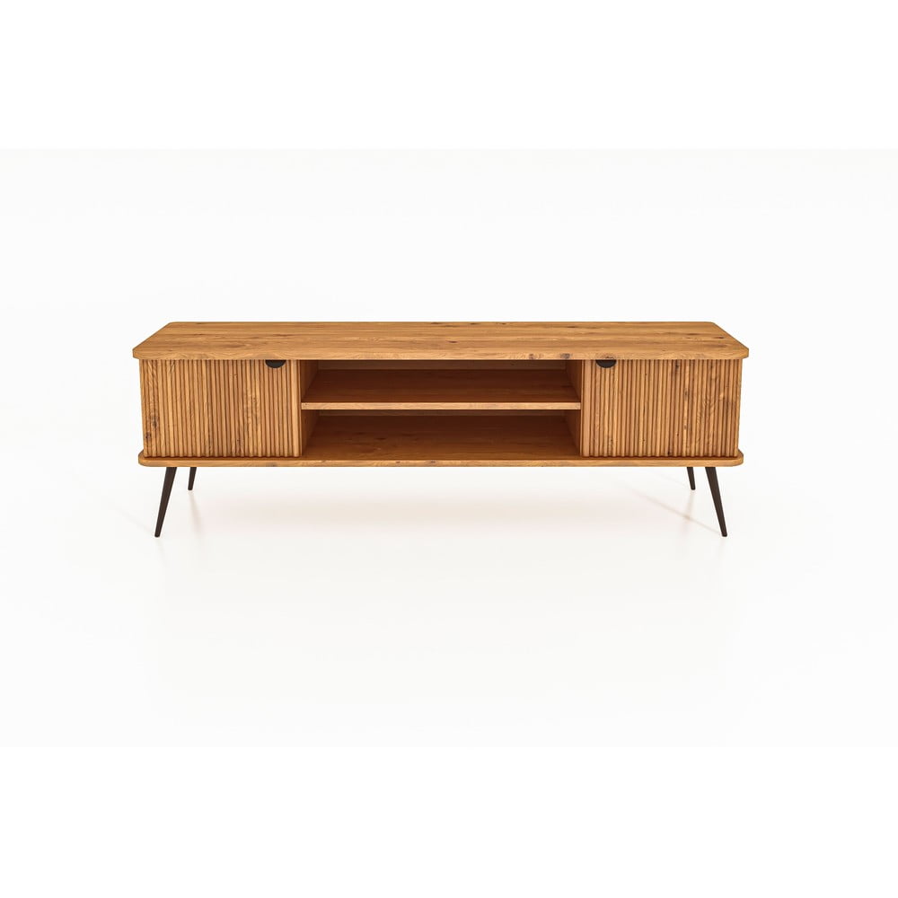 Tavolo TV in legno di quercia di colore naturale 180x57 cm Kula - The Beds | Mobili TV