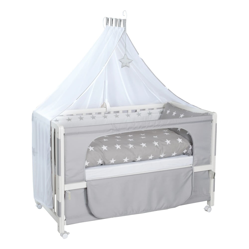 Culla bianca su ruote con baldacchino 60x120 cm Little stars - Roba | Lettini