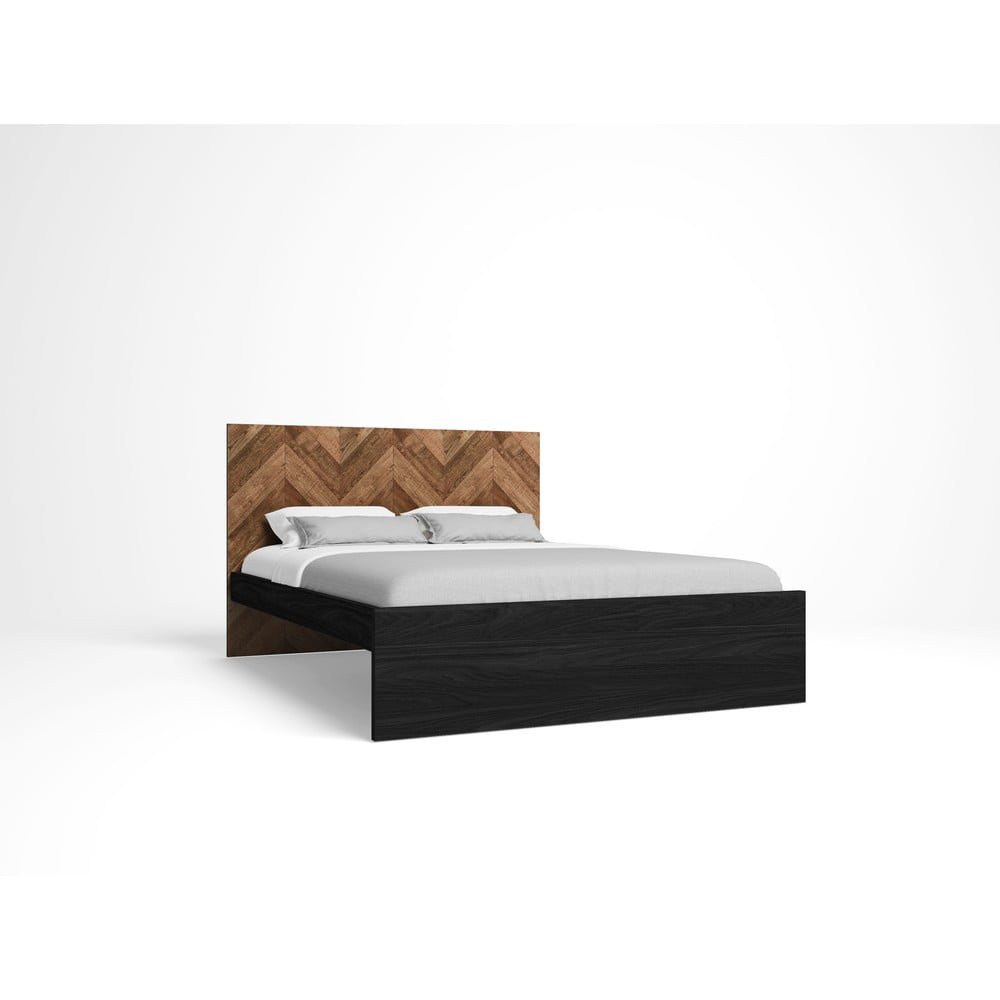Letto matrimoniale nero/naturale 160x200 cm Gio - Marckeric | Letti matrimoniali
