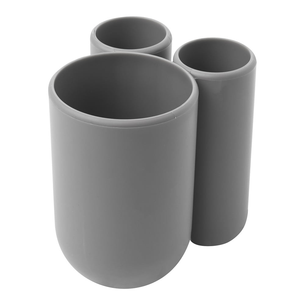 Bicchiere di plastica grigio per spazzolini da denti Touch - Umbra | Portaspazzolini