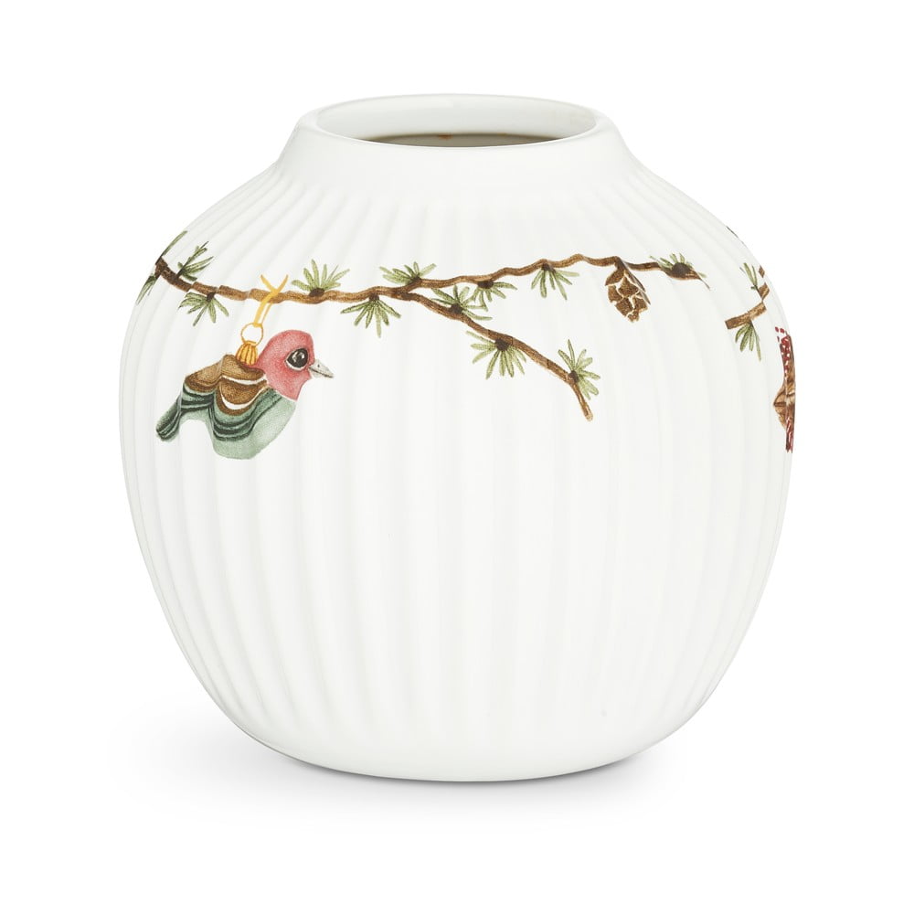 Vaso in porcellana bianca dipinto a mano con motivo natalizio Hammershøi - Kähler Design | Vasi
