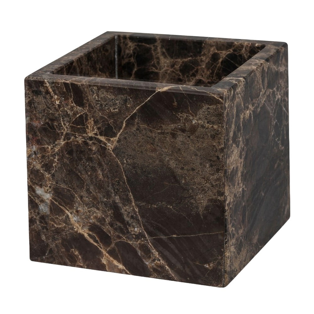 Organizer da bagno in marmo marrone scuro per tamponi di cotone Marble - Mette Ditmer Denmark | Organizer per il bagno