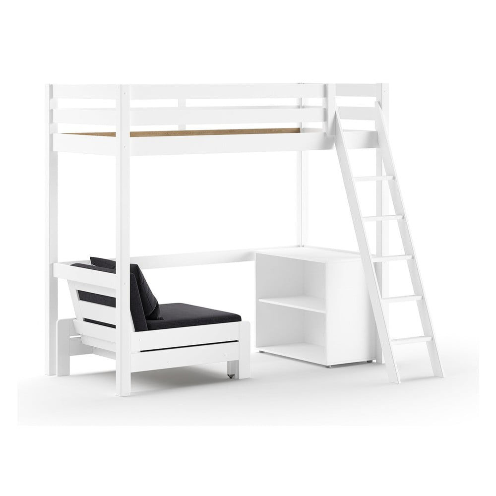 Letto rialzato in pino bianco con contenitore 90x200 cm PINO - Vipack | Letti per bambini