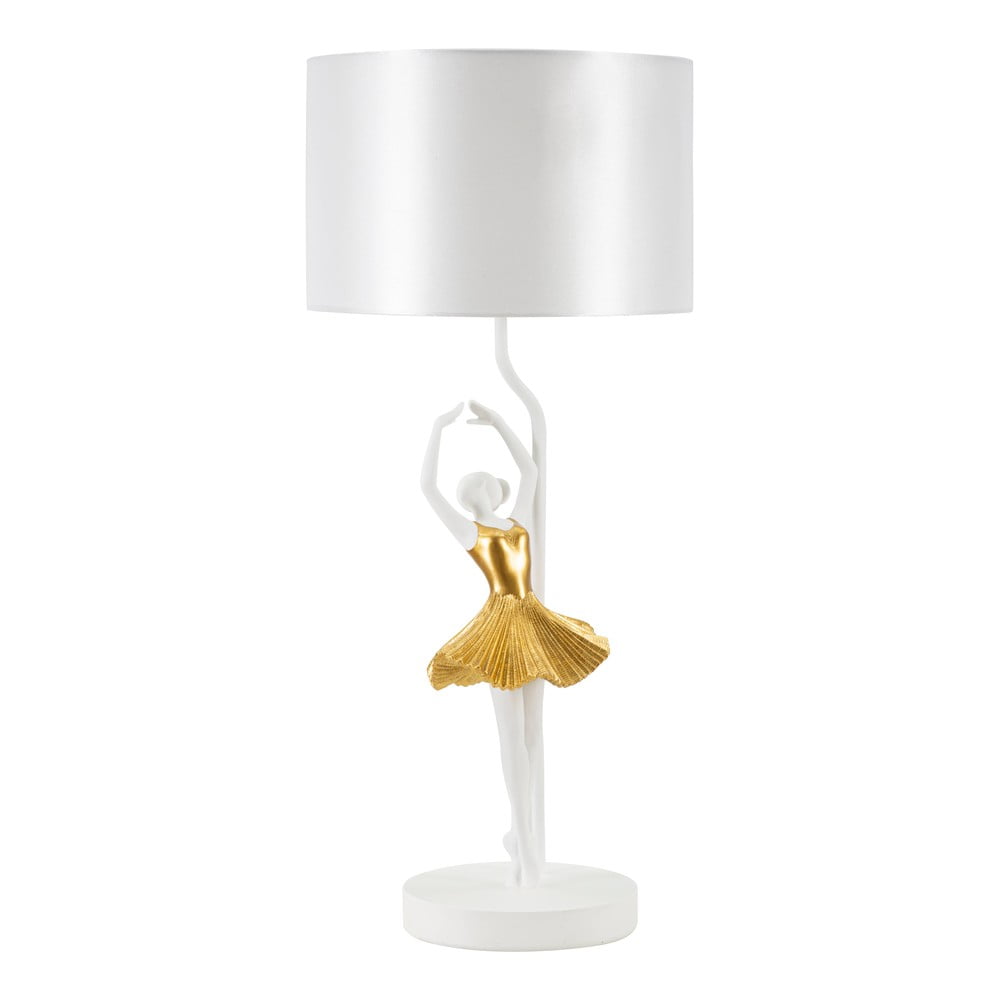Lampada da tavolo bianca-oro con paralume in tessuto (altezza 64 cm) Dancer - Mauro Ferretti | Abat-jour e lampade da tavolo