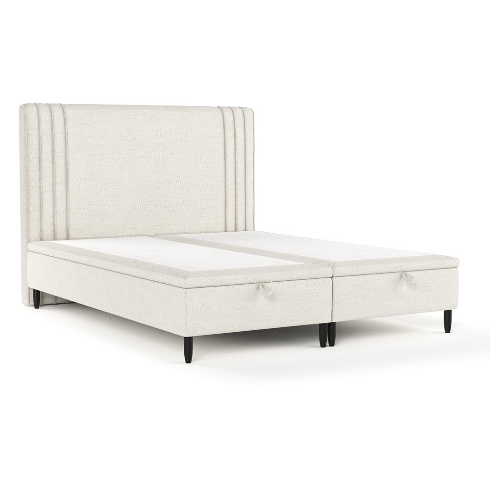 Letto matrimoniale imbottito beige con contenitore 140x200 cm Musca - Maison de Rêve | Letti matrimoniali