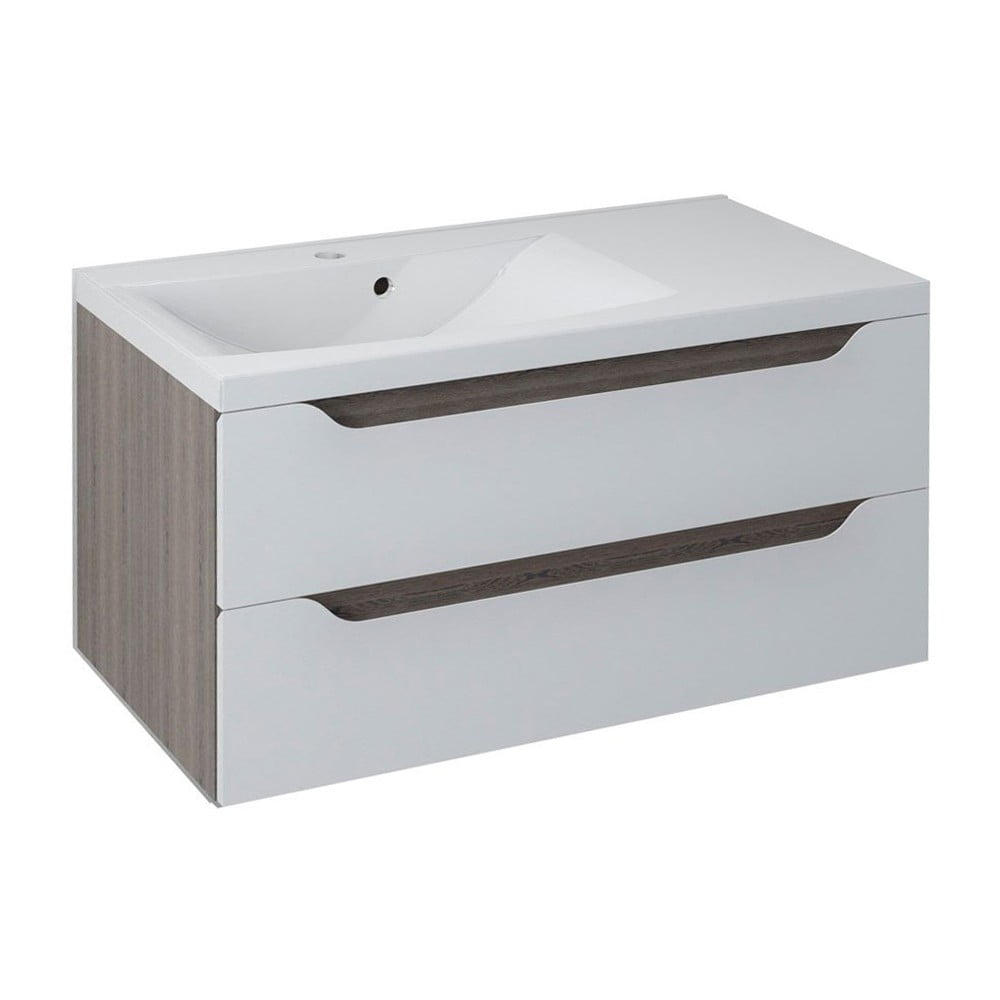Mobile senza lavabo bianco/di colore naturale con effetto legno esotico da appendere 90x45 cm Wave – Sapho | Mobili da lavabo