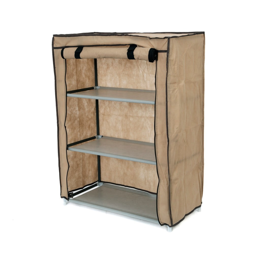Scarpiera a tre livelli in tessuto beige Scarpe - Compactor | Scarpiere