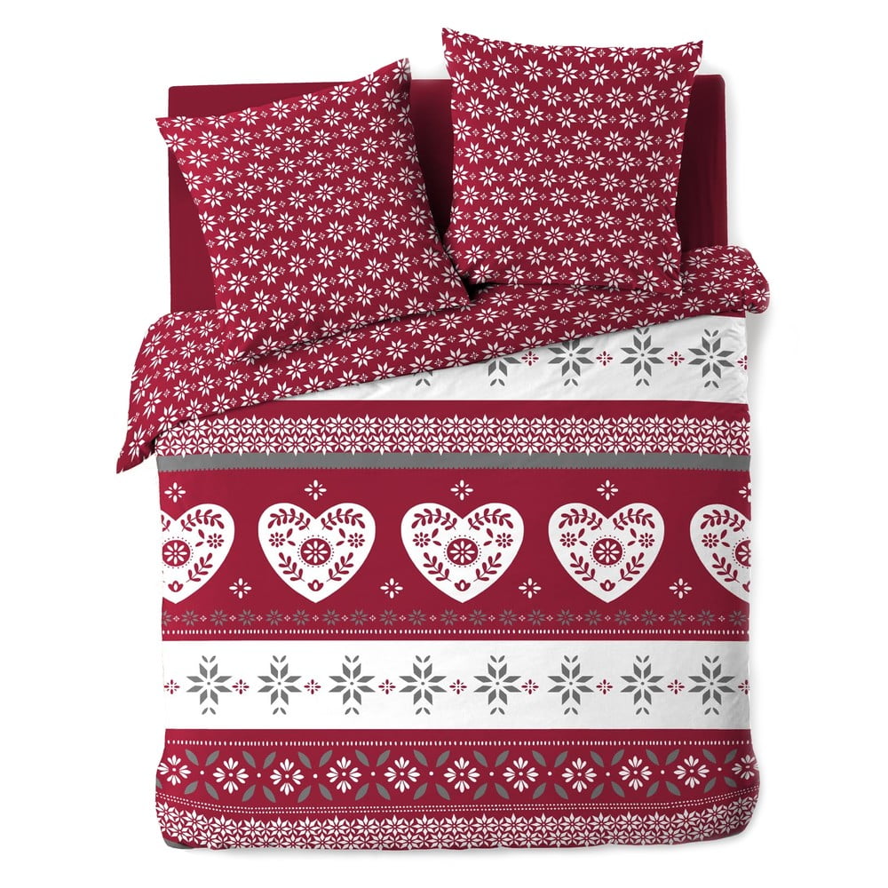 Biancheria da letto rossa in cotone per letto matrimoniale/per letto prolungato 240x220 cm Alpage – douceur d'intérieur | Biancheria da letto