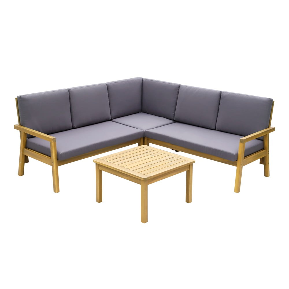 Set da giardino grigio in legno massiccio di acacia per 5 persone Allison - Rojaplast | Set di mobili da giardino